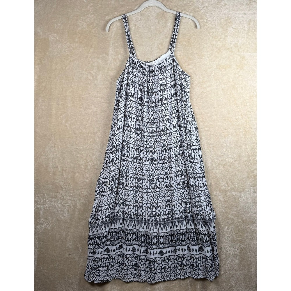 Roan + Ryan Women S Black White Geometric Tribal Print Maxi Dress Boho Vacation